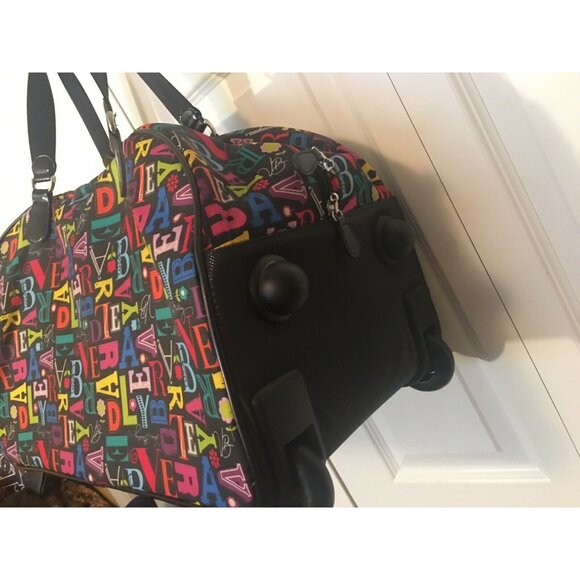 Vera Bradley Rolling From A To Vera Duffel Carry On Travel Luggage‎ Suitcase - Picture 11 of 11